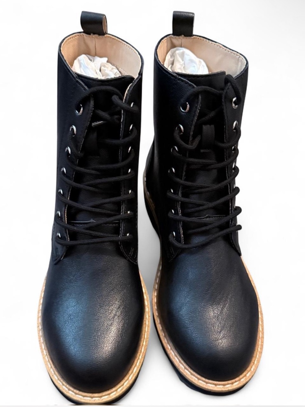 Oasis Society Women’s Size 6.5 Classic Black Lace-Up Leather Ankle Boots - Picture 7 of 8